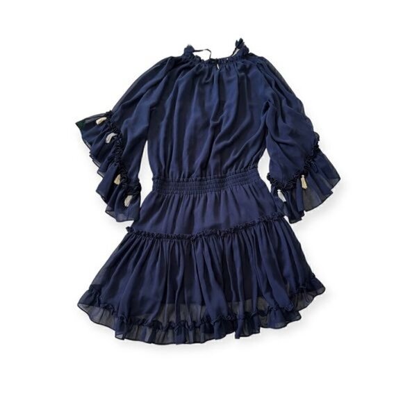 MISA Los Angeles Navy Ruffle Ximena Dress, Size - Picture 7 of 15
